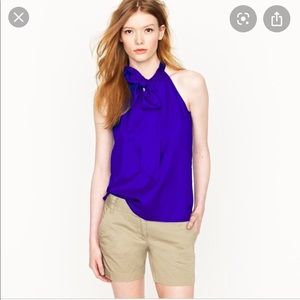 J Crew Silk Neck Tie Bow Blouse Purple